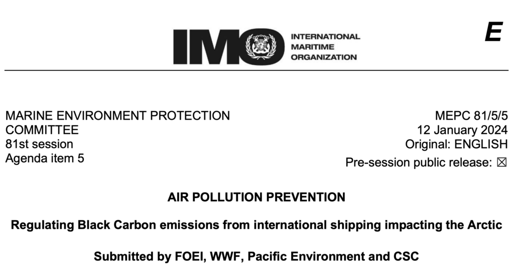 MEPC 81-5-5 - Regulating Black Carbon emissions from international shipping impacting the Arctic (FOEI, WWF, Pacific Enviro...)(1)