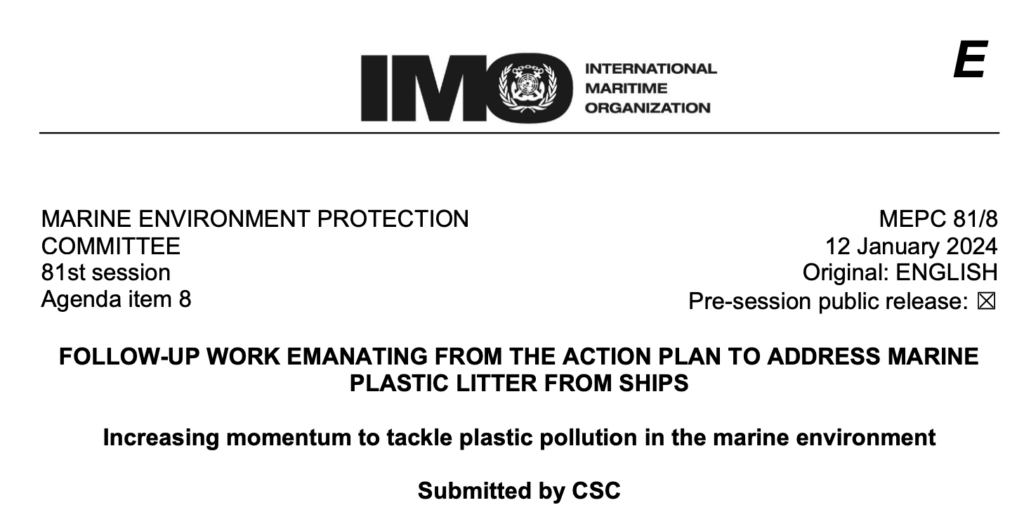 MEPC 81-8 - Increasing momentum to tackle plastic pollution in the marine environment (CSC)(1)